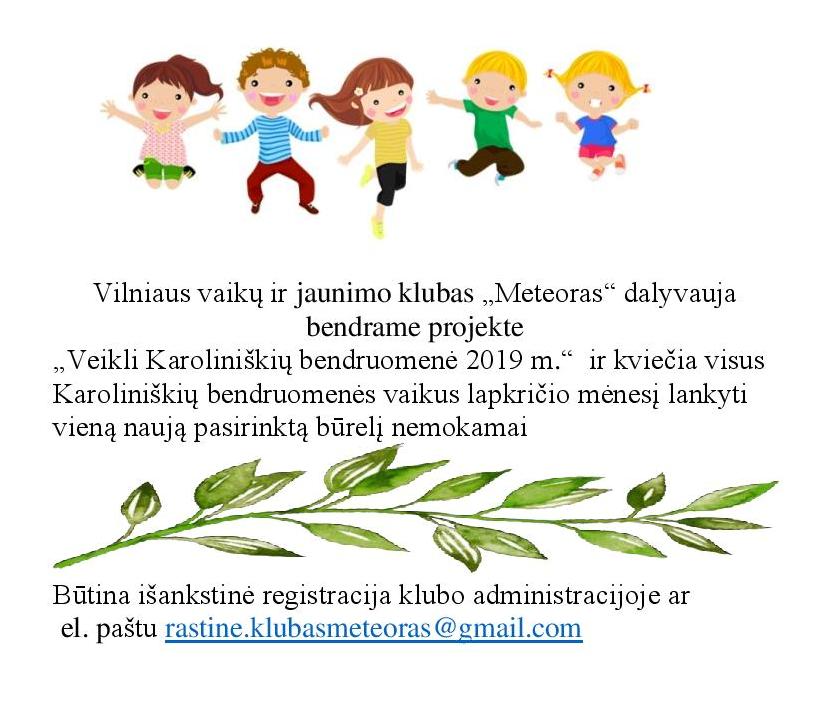 2019-10-30 skelbimas projekto Projektas „Veikli Karoliniškių bendruomenė 2019 m." Projektas „Veikli Karoliniškių bendruomenė 2019 m.“ 2019 10 30 skelbimas projekto