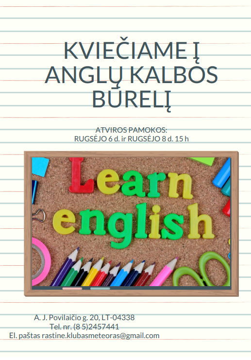 Anglų kalba &#8211; atvira pamoka anglu kalba